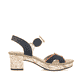 Mehrfarbige Rieker Riemchensandaletten 63876-90 mit einem Klettverschluss. Schuh Innenseite.