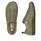 Grüne Rieker Damen Schnürschuhe N2401-54 mit modernen Ziernähten. Schuh von oben, liegend.