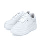 Weiße Rieker Damen Sneaker Low M7811-80 mit einer Schnürung. Schuhpaar seitlich schräg.