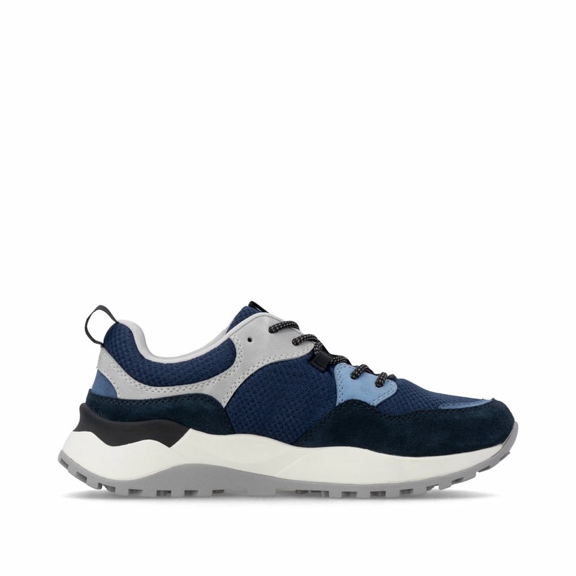 Blaue Rieker Herren Sneaker Low U1305-14 mit Schnürung sowie abgesetztem Logo. Schuh Innenseite.