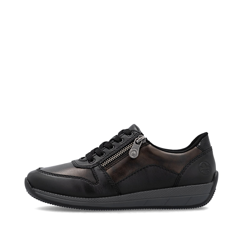 Baskets basses Rieker marron pour femme N1100-25 en cuir lisse. Côté extérieur de la chaussure.