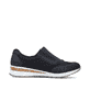 Chaussons Rieker bleus pour femme 54474-14 avec fermeture éclair. Intérieur de la chaussure.