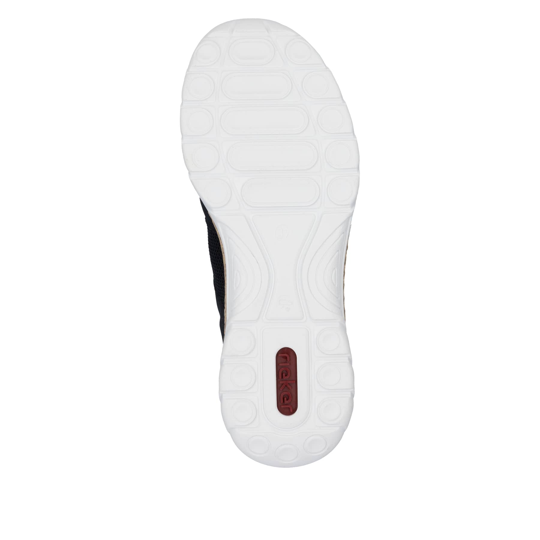 Chaussons Rieker bleus pour femme N4290-14 avec bande élastique. Semelle extérieure de la chaussure.