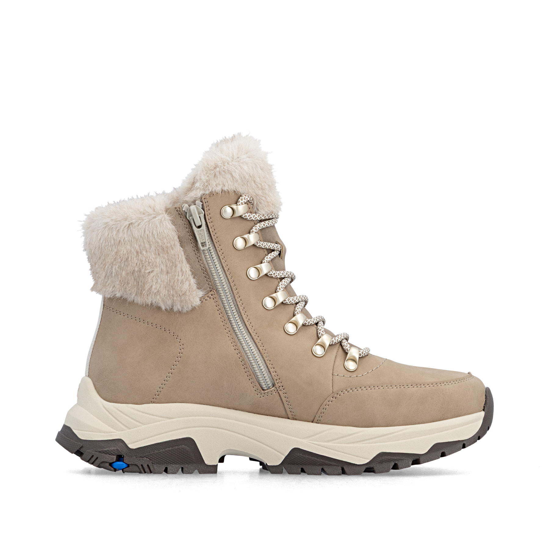 Beige Rieker Damen Schnürstiefel Z3971-20 aus Rauleder mit dem Glacier Grip. Schuh Innenseite.