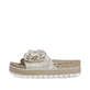 Mules Rieker dorées pour femme 69562-90 avec fleur décorative. Côté extérieur de la chaussure.