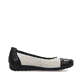 Weiße Rieker Ballerinas L9351-80 mit runden Ziernähten. Schuh Innenseite.