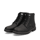 Schwarze Rieker Herren Schnürstiefel 33121-00 mit wasserabweisender TEX-Membran. Schuhpaar seitlich schräg.