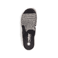 Schwarze Rieker Damen Pantoletten V7953-00 mit einem Gummizug. Schuh von oben.