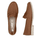 Braune Rieker Damen Loafer 45300-24 mit Gummizug sowie schmaler Passform E 1/2. Schuh von oben, liegend.