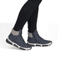 Dunkelblaue Rieker Damen Schnürstiefel 45955-15 mit Strick-Kragen. Schuh am Fuß.
