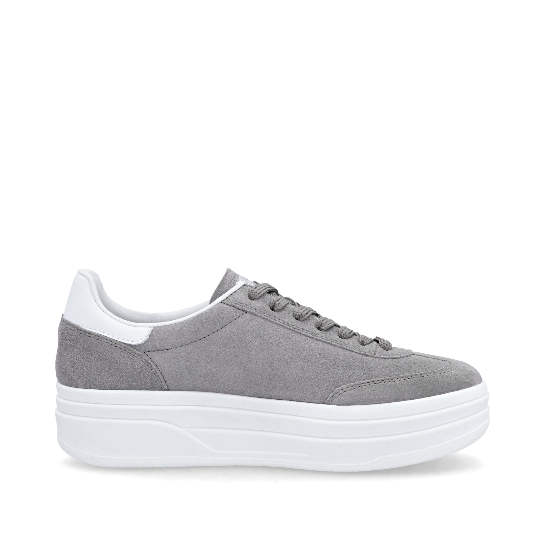 Graue Rieker Damen Sneaker Low W3700-40 mit einer Schnürung. Schuh Innenseite.