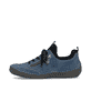 
Ozeanblaue Rieker Damen Slipper 52573-14 mit Elastikeinsatz sowie einer leichten Sohle. Schuh Außenseite