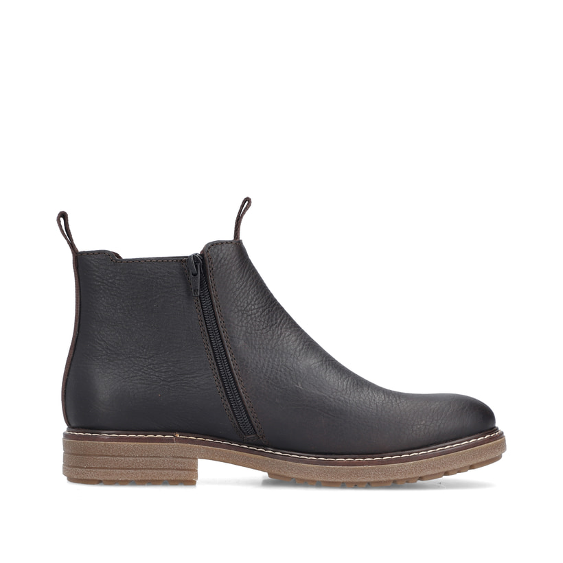 Dunkelbraune Rieker Herren Chelsea Boots 33180-27 aus Glattleder. Schuh Innenseite.