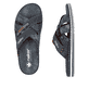 Blaue Rieker Herren Pantoletten 21599-14 mit Komfortweite G sowie leichter Sohle. Schuh von oben, liegend.