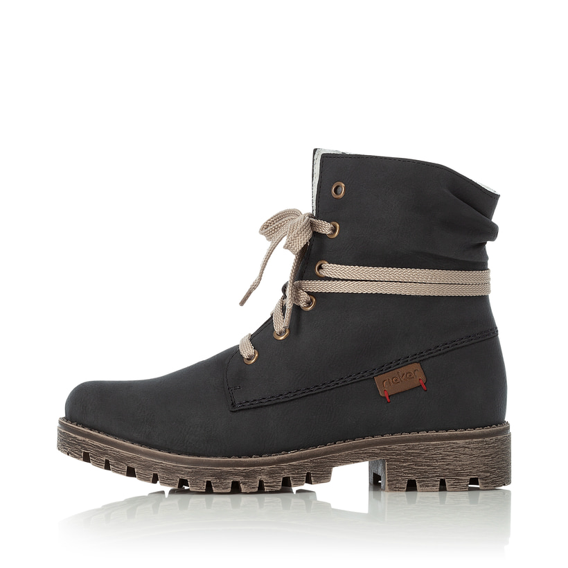 
Ozeanblaue Rieker Damen Schnürstiefel 78550-14 mit Schnürung und Reißverschluss. Schuh Außenseite
