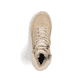 Vegane, beige Rieker Damen Sneaker High M8510-60 mit Teddyfell-Kragen. Schuh von oben.