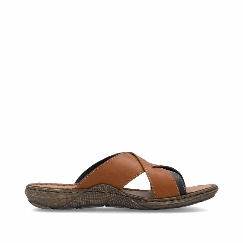 Braune Rieker Herren Pantoletten 22099-25 mit der Komfortweite G 1/2. Schuh Innenseite.