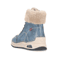 Blaubeige Rieker Damen Schnürstiefel 44530-14 mit Rieker Air Sohlenfenster. Schuh von hinten.
