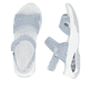 Blaue vegane Rieker Damen Trekkingsandalen W3152-10 mit einem Klettverschluss. Schuh von oben, liegend.