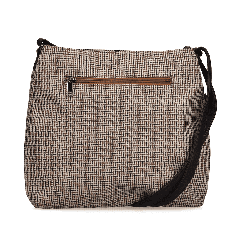 Sac bandoulière Rieker H1005-90 en beige avec fermeture éclair et pendentif en forme de cœur. Verso.