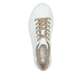 Weiße Rieker Damen Sneaker Low L88W2-80 in Löcheroptik mit einer Schnürung. Schuh von oben.