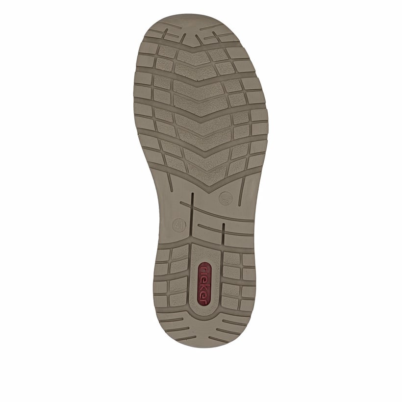 Braungraue Rieker Herren Slipper B9057-25 mit einem Gummizug sowie Extraweite H. Schuh Laufsohle.