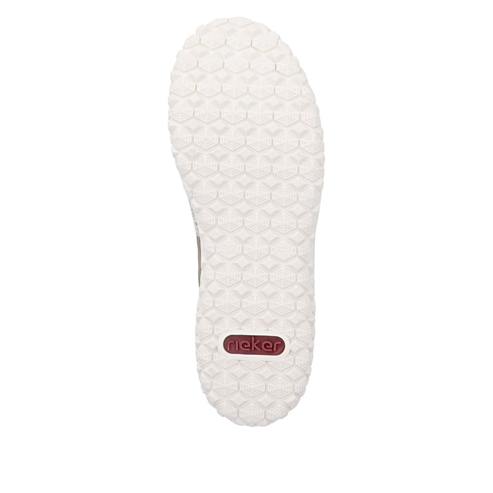 Beige Rieker Damen Schnürschuhe 59502-62 mit Reißverschluss sowie Extraweite H. Schuh Laufsohle.