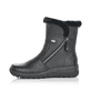 
Tiefschwarze Rieker Damen Kurzstiefel Z68M1-01 mit einer schockabsorbierenden Sohle. Schuh seitlich schräg