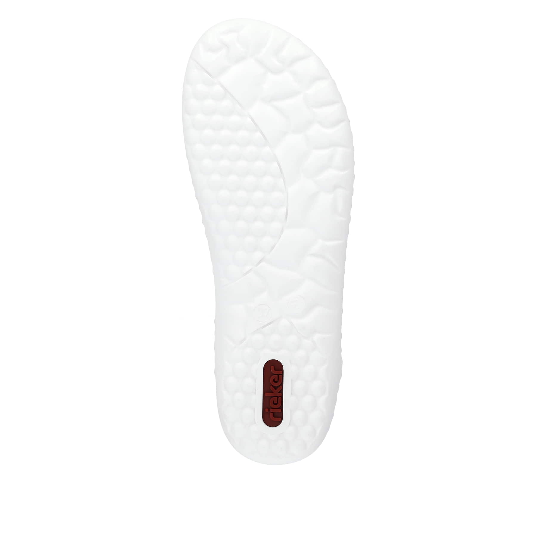 Weiße vegane Rieker Damen Slipper 52854-80, Barfußschuhe mit einem Gummizug. Schuh Laufsohle.