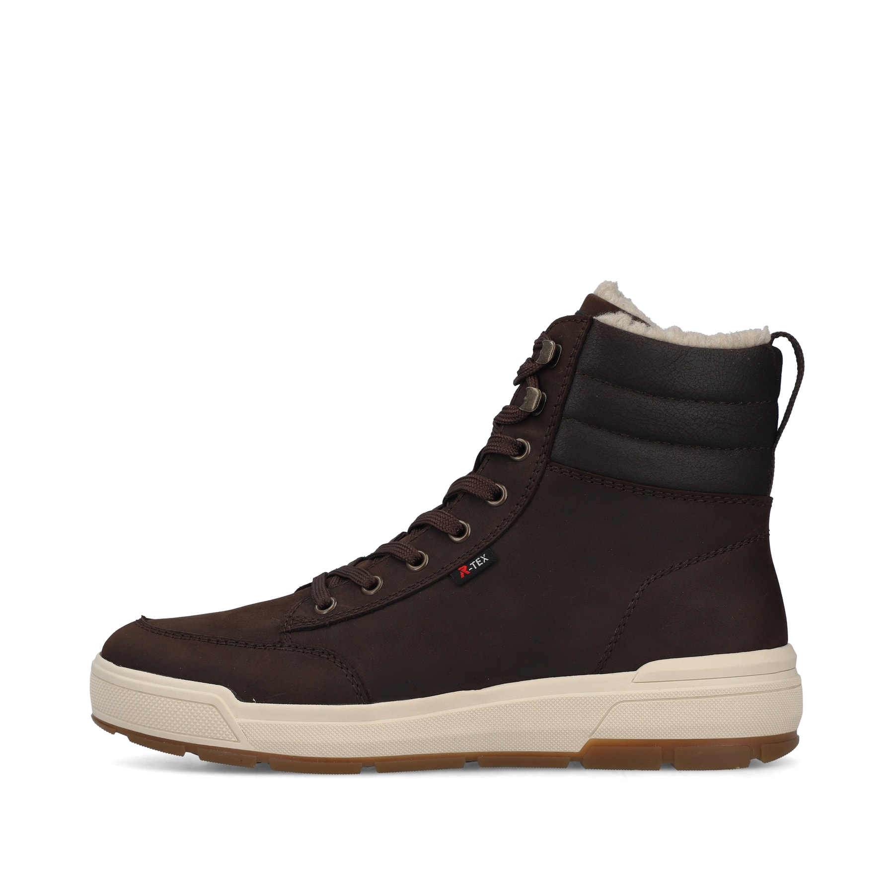 Dunkelbraune Rieker Herren Schnürstiefel U0071-25 aus Rauleder. Schuh Außenseite.