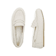 Weiße Rieker Damen Loafer 43862-80 mit einer herausnehmbaren Einlegesohle. Schuh von oben, liegend.