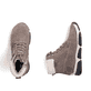 Grau-beige Rieker Damen Schnürstiefel 45925-25 mit wasserabweisender TEX-Membran. Schuh von oben, liegend.