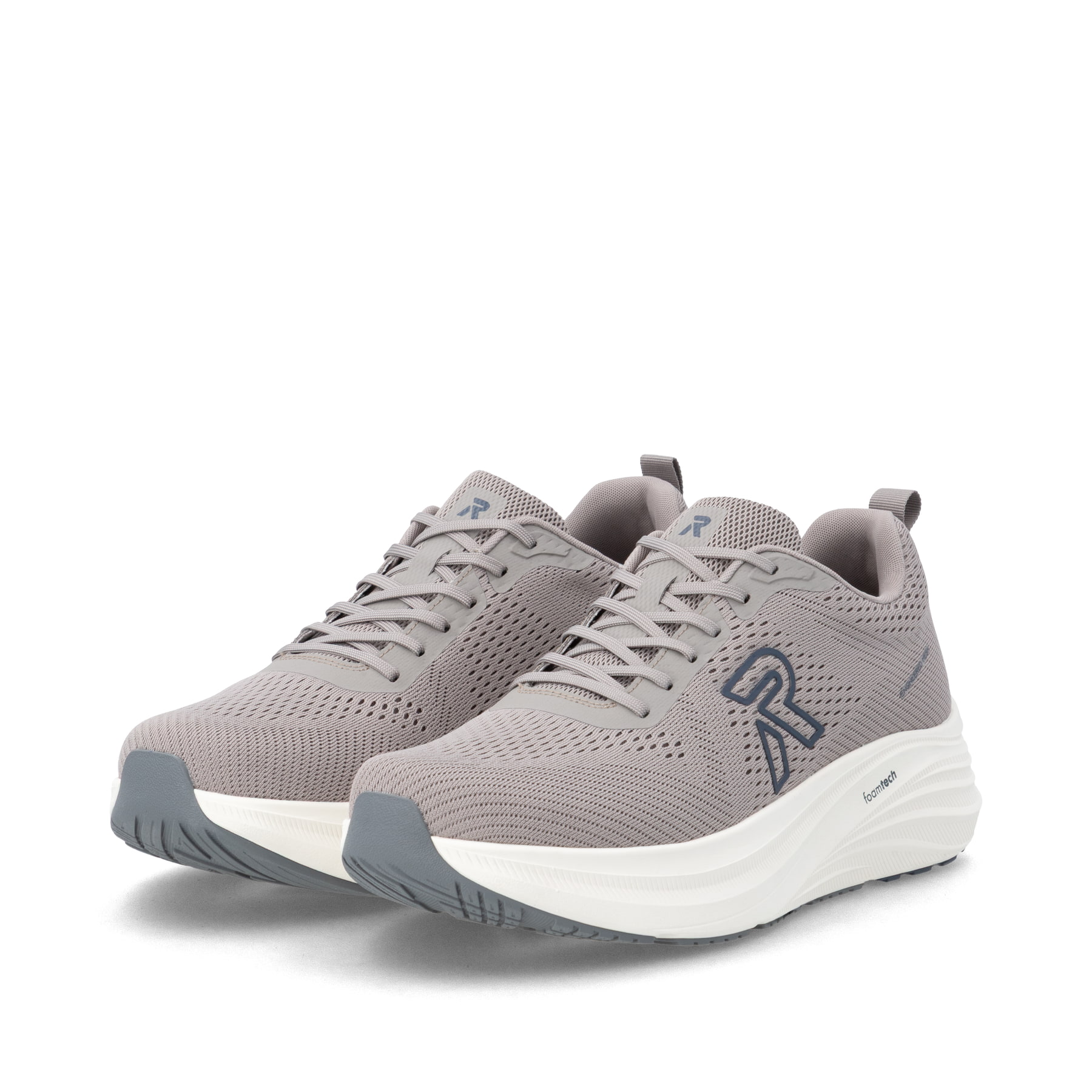 Beige Rieker Sport Herren Sneaker Low U4101-62. Schuhpaar seitlich schräg.