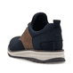 Mocassins Rieker bleus pour hommes 14750-15 avec bande élastique. Chaussure vue de l'arrière.