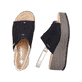 Schwarze Rieker Damen Sandalen 69460-00 mit moderner Spannnaht. Schuh von oben, liegend.