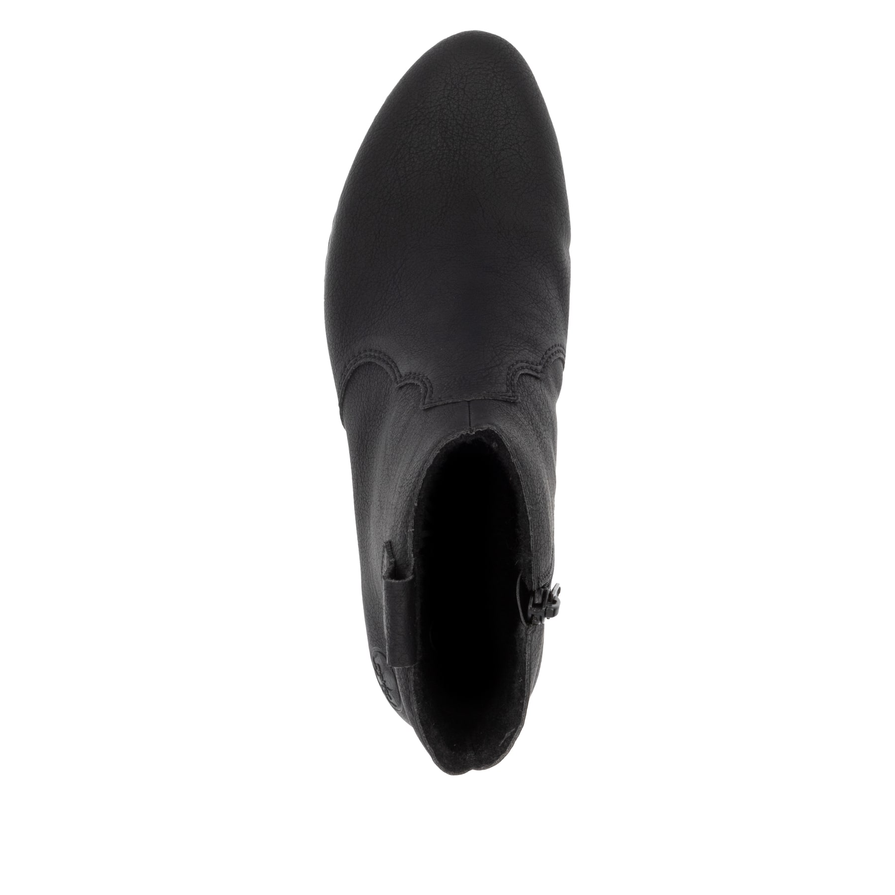 Nachtschwarze Rieker Damen Stiefeletten Y0762-00 mit einem Reißverschluss. Schuh Laufsohle.