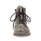 
Graugrüne Rieker Damen Schnürstiefel 77431-54 mit Schnürung und Reißverschluss. Schuh von vorne.
