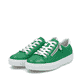 Grüne Rieker Damen Sneaker Low L59L1-52 mit einem Reißverschluss. Schuhpaar seitlich schräg.