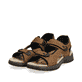 Braune Rieker Herren Trekkingsandalen 26955-24 mit einem Klettverschluss. Schuhpaar seitlich schräg.