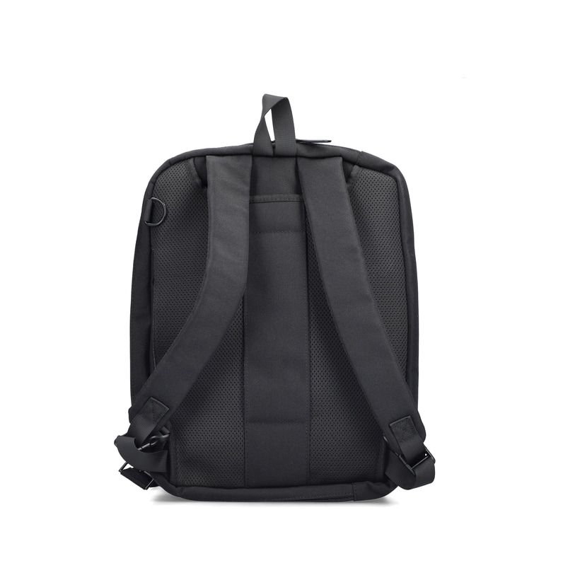 Sac pour ordinateur portable Rieker H5200-02 noir avec fermeture éclair, compartiment rembourré pour ordinateur portable et bretelles amovibles. Arrière.