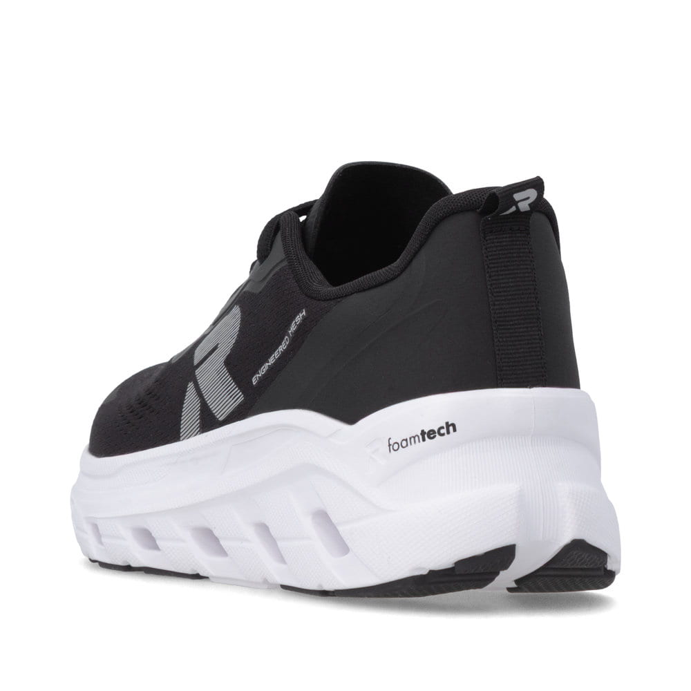 Baskets basses Rieker noires pour homme U3505-00 avec lacets. Chaussure vue de l'arrière.