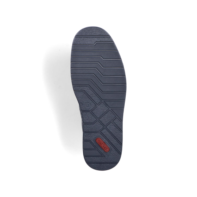 Blaue Rieker Herren Slipper 18267-15 mit einem Gummizug sowie Komfortweite G 1/2. Schuh Laufsohle.