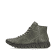Dunkelgrüne Rieker Damen Schnürstiefel 57501-54 mit modernen Ziernähten. Schuh Außenseite.