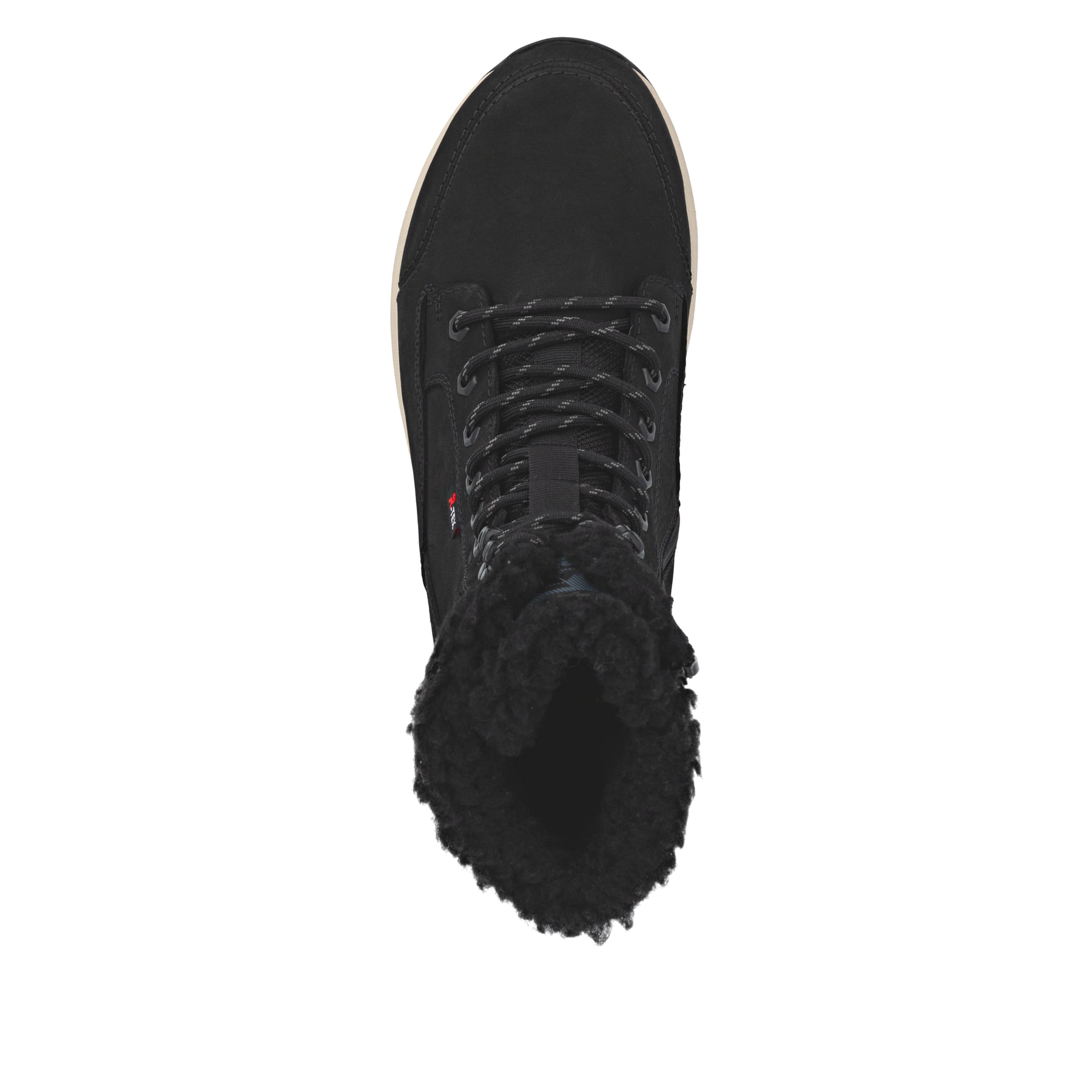 Schwarze Rieker Herren Schnürstiefel U1672-00 aus Rauleder. Schuh von oben.