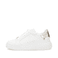 Weiße Rieker Damen Sneaker Low W2303-80 mit einer Schnürung. Schuh Außenseite.