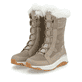 Beige Rieker Damen Schnürstiefel W0070-64 mit wasserabweisender TEX-Membran. Schuhpaar seitlich schräg.