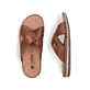 Braune Rieker Herren Pantoletten 21082-24 aus Glattleder mit der Komfortweite G. Schuh von oben, liegend.