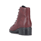 Weinrote Rieker Damen Schnürstiefel 75433-35 mit einem Reißverschluss. Schuh von hinten.