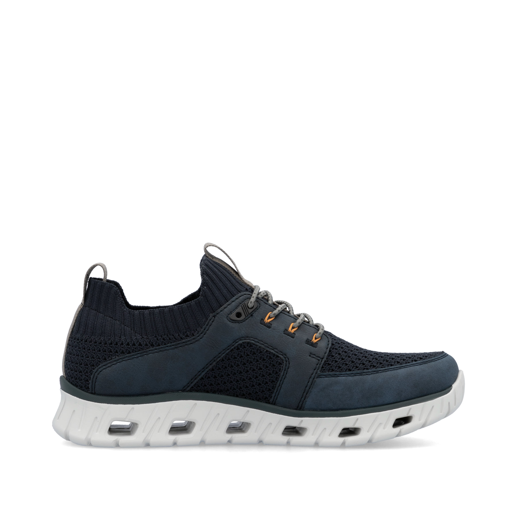 Blaue Rieker Herren Sneaker Low 04351-14 mit Gummizug sowie ultraleichter Sohle. Schuh Innenseite.