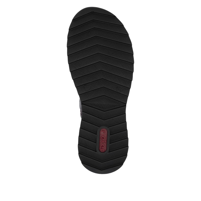 Dunkelrote Rieker Damen Schnürstiefel 71510-30 mit einem Reißverschluss. Schuh Laufsohle.